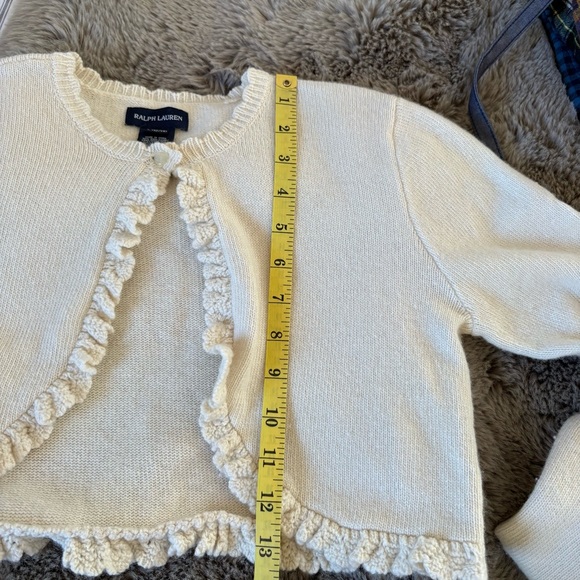 RALPH LAUREN Flower Girl L 12/14 Ivory Wool Bolero Cardigan Wedding Festive Soft - Picture 8 of 8